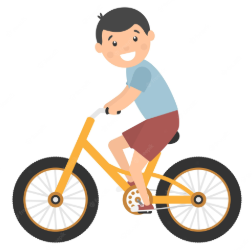 Boy on a bike is a happy boy.